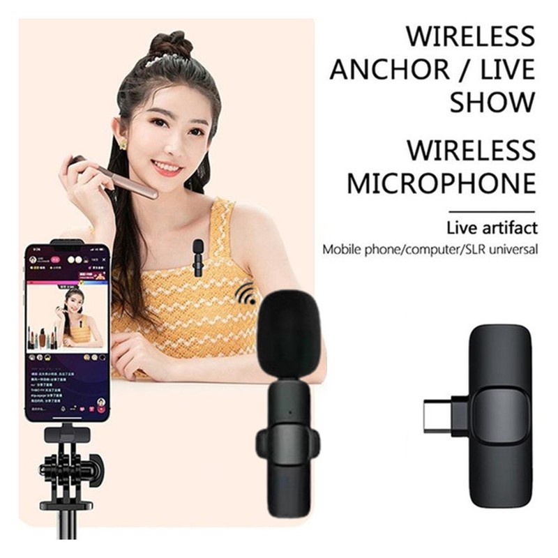 Wireless Lavalier Microphone Portabel untuk Microphone hp