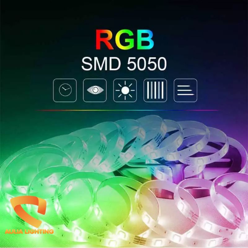 PAKET 5M LED STRIP RGB SMD 5050 REMOTE MATA BESAR 44K ADAPTOR LENGKAP KAMAR TIDUR CEWEK COWOK AESTETIK DIY HIAS