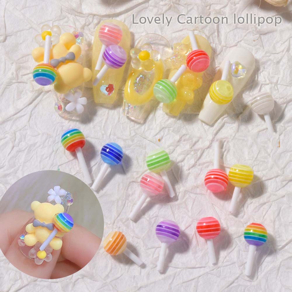 Mxbeauty Hiasan Kuku Bentuk Permen Lolipop 3d Untuk Nail Art