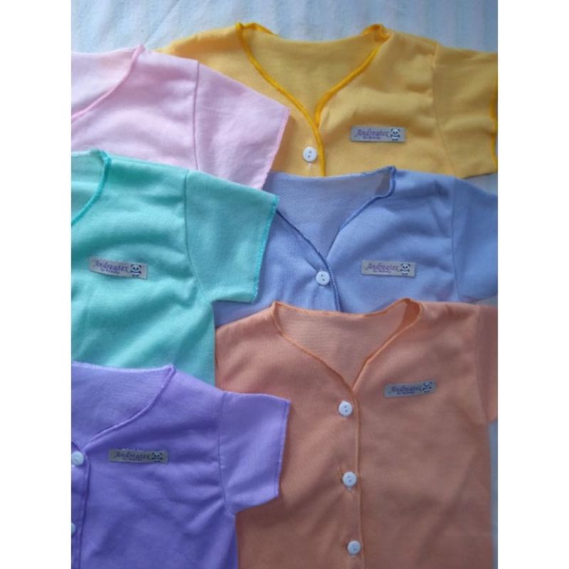 Baju Bayi Pendek Boboko Newborn Warna Pastel isi 6 Pcs 0-6 bulan