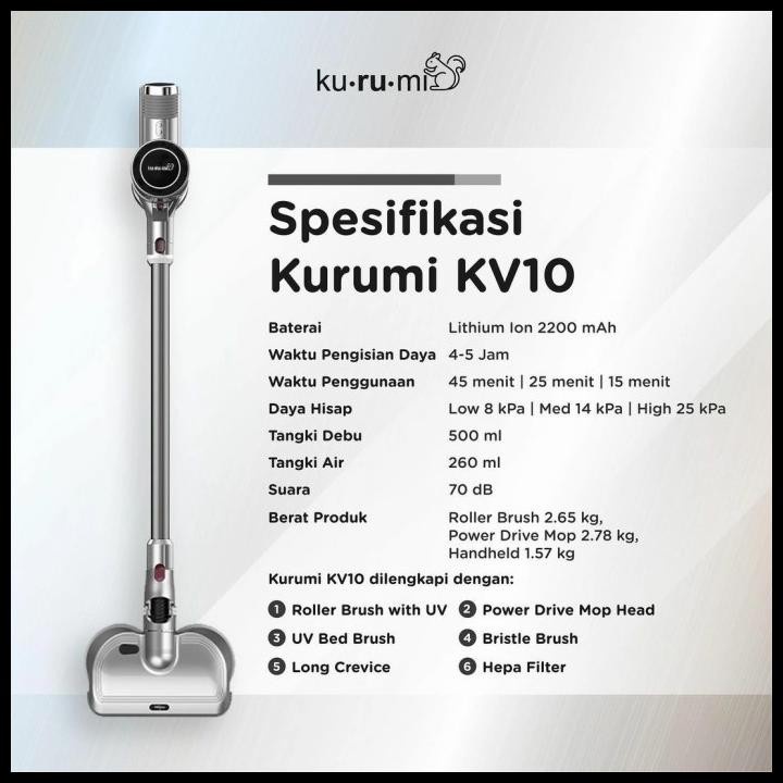 Kurumi KV 10 Powerful Cordless Stick Vacuum Cleaner with Power Drive Mop Head / KV10 / PENYEDOT DEBU