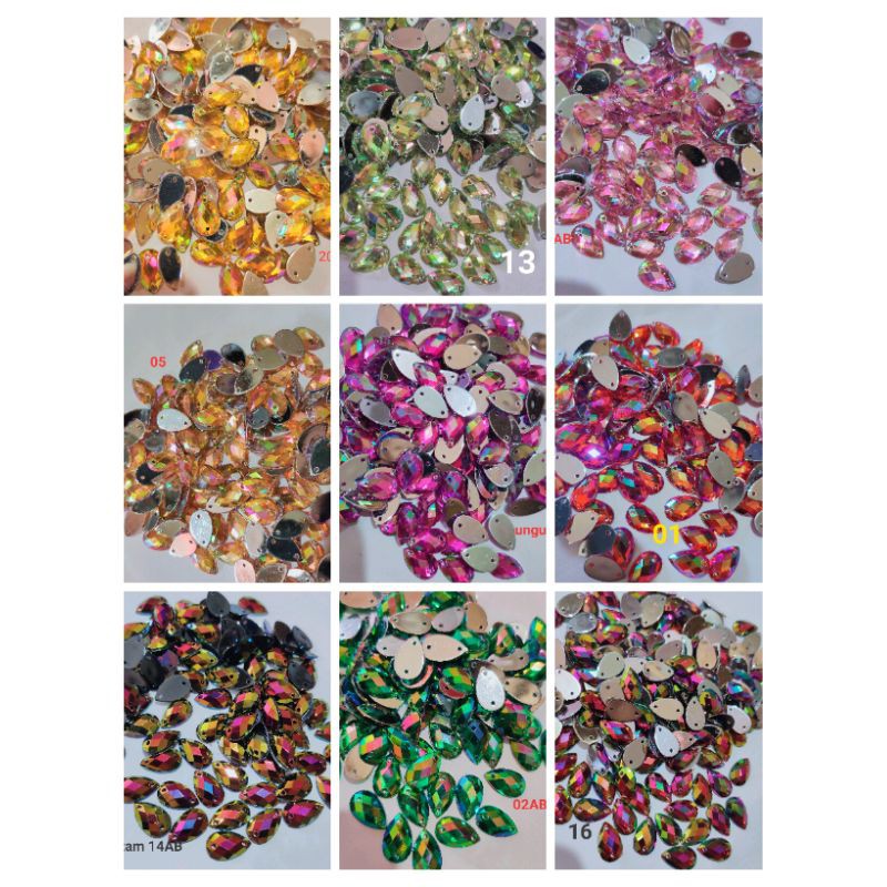 DIAMOND TETES TAIWAN WARNA PELANGI 8x13 50Pcs