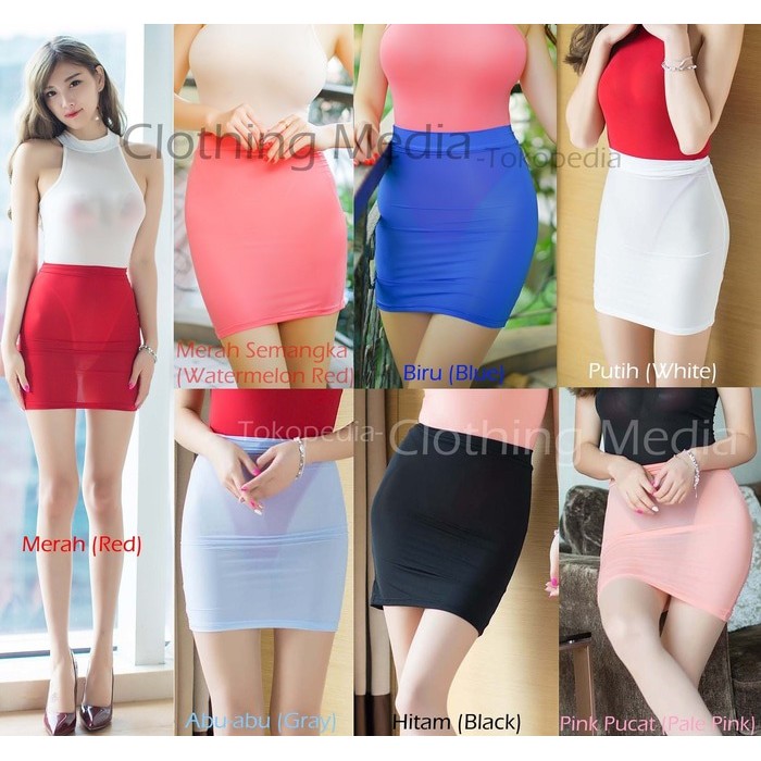 EXLUSIVE Rok Mini Silky Wanita Belahan Tipis Skirt Transparan Elastis Lingerie MURAH MERIAH