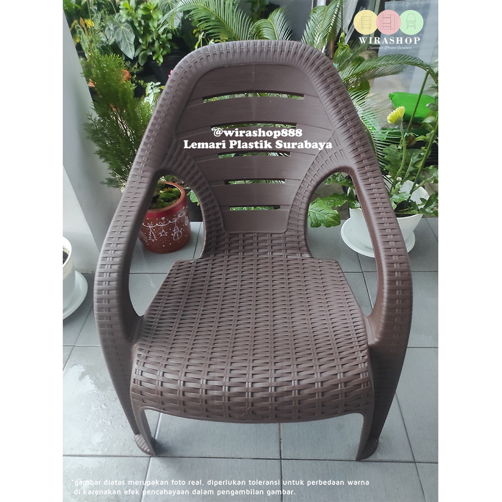 Kursi Plastik Olymplast ol-509 Dengan Sandaran / Meja Plastik Motif Rotan OST-W / Meja Plastik OCT-R