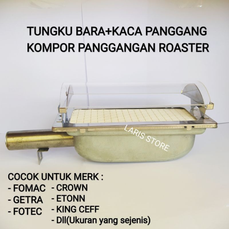 Tungku Bara + Kaca 1set Kompor Panggangan Roaster Panggang BBQ tanpa Asap