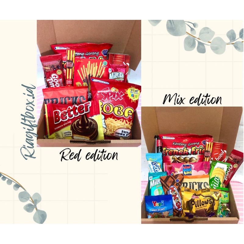 

SNACK BOX/ GIFT BOX UKURAN 18 CM/ HADIAH WISUDA/ HAMPERS SNACK BOX/ HADIAH ULANG TAHUN/ HADIAH ANNIVERSARY