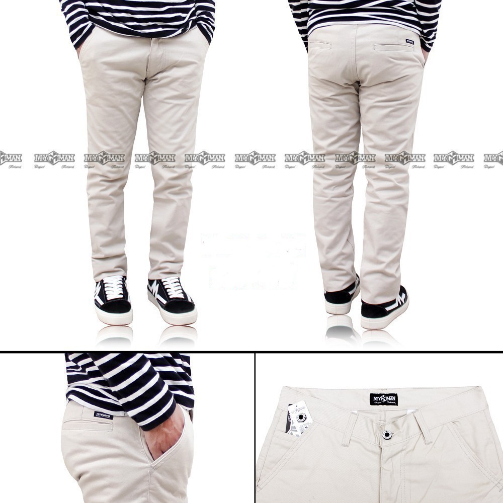 Celana Chino Panjang Pria Celana Chino Panjang Krim Distro Murah Chino Warna Cream MY MAN art CM333