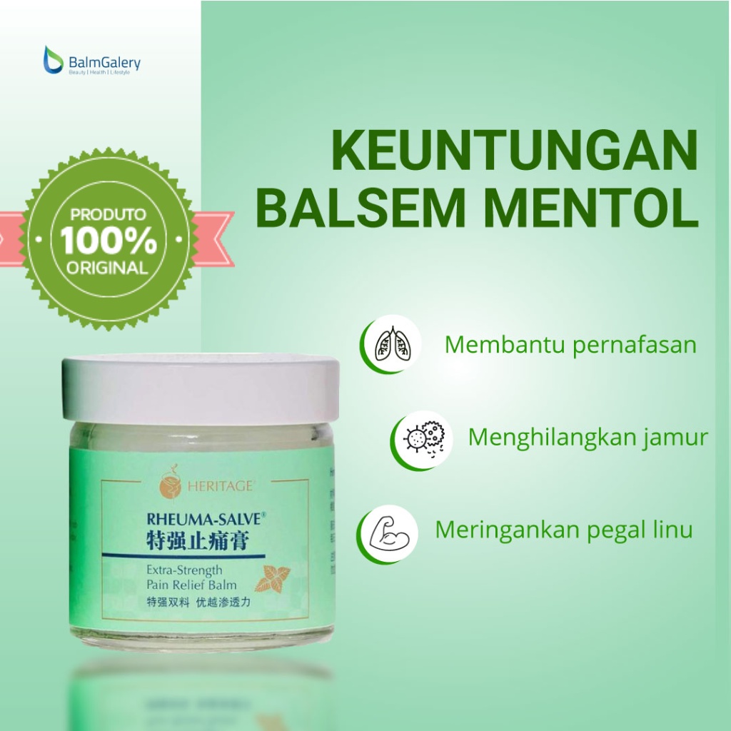 [100% ORI] Rheuma Salve Balm / Balsem Heritage - 50g / Balsem Pereda Nyeri Otot, Rematik, Sakit Pinggang, Pusing, Sesak Nafas dan Mual Original Mentol