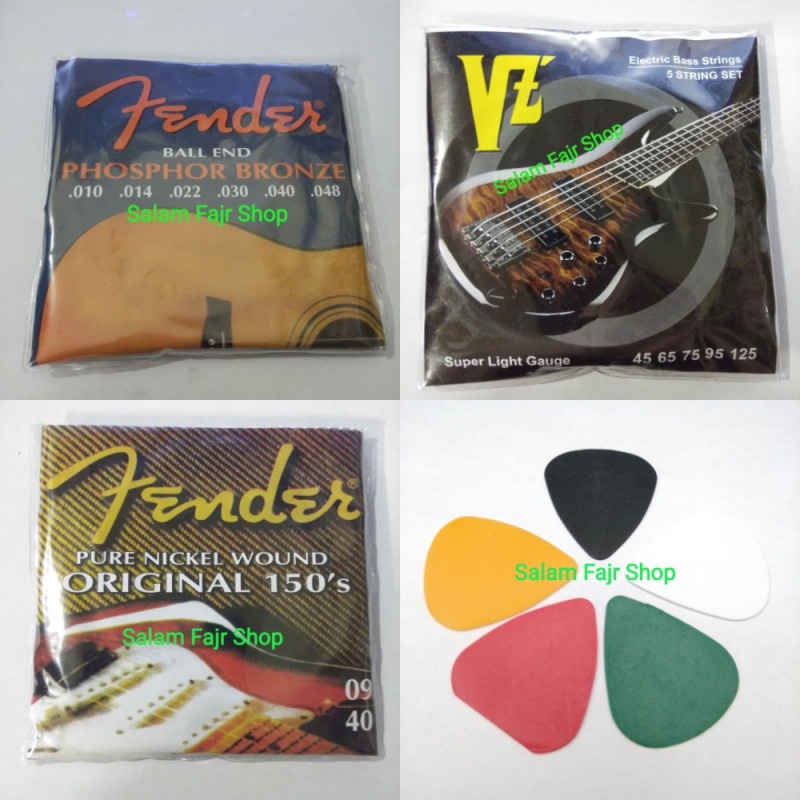 Senar Gitar Bass 4 5 6 Satu Set String Akustik Kabel Pick Guitar
