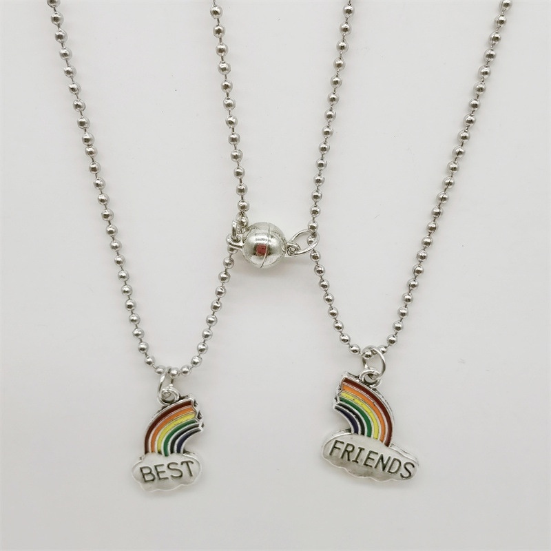 1 Pasang Magnetic Rainbow Couple Kalung Sederhana Dan Kreatif Pacar Klavikula Rantai Pria Dan Wanita Liontin Perhiasan Aksesoris - olo