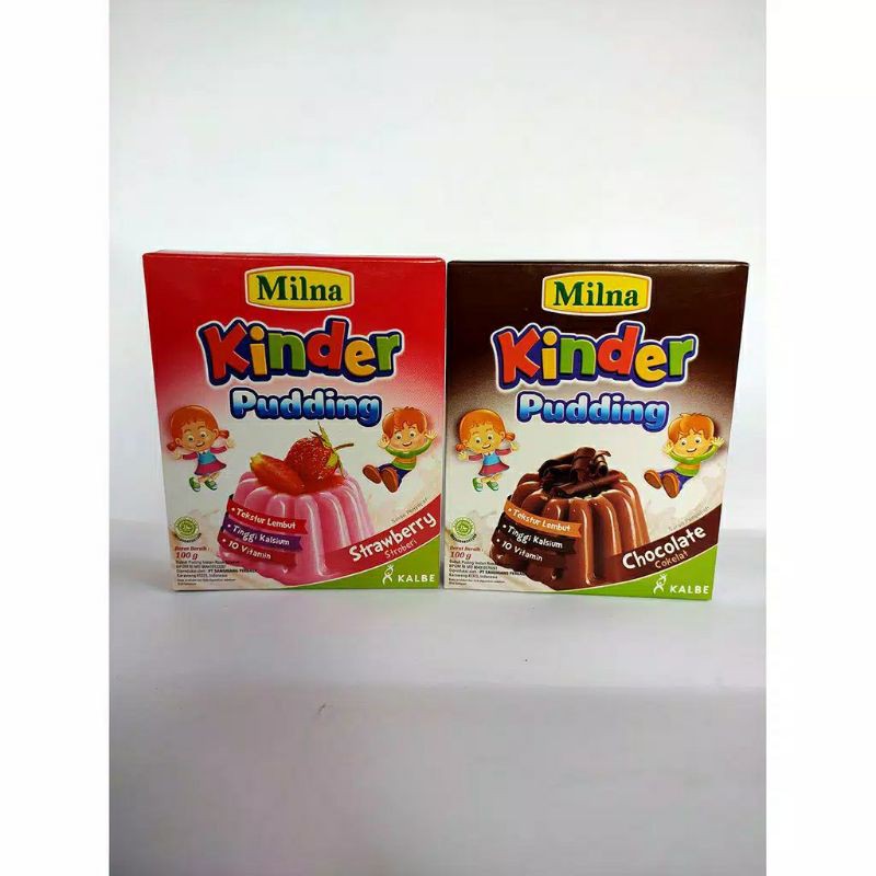 PUDING MILNA KINDER RASA STRAWBERRY DAN COKLAT