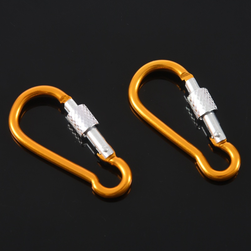 2pcs Klip Carabiner Bahan Aluminum Warna Emas Panjang 5cm Untuk Travel