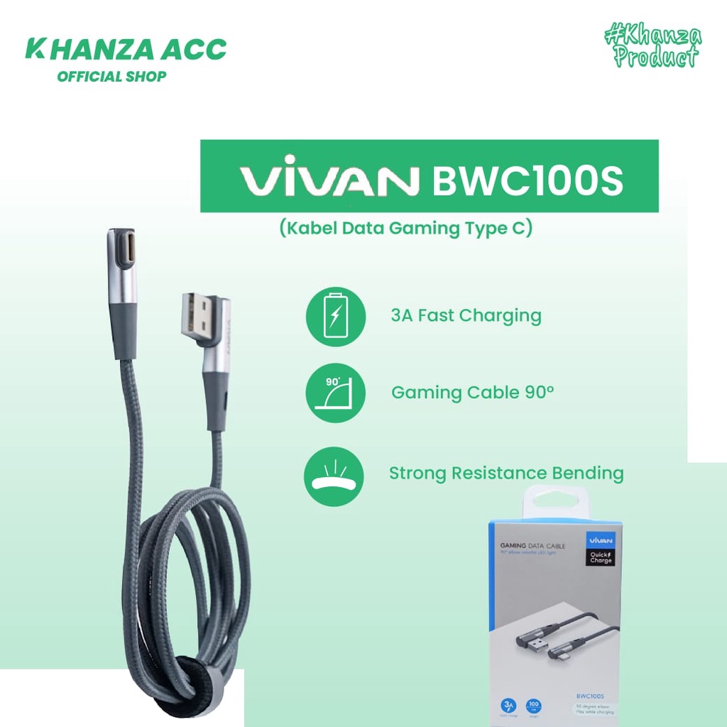 KHANZAACC Kabel Data Gaming VIVAN BWC100 / BWC100S TYPE C Fast Charging 3A