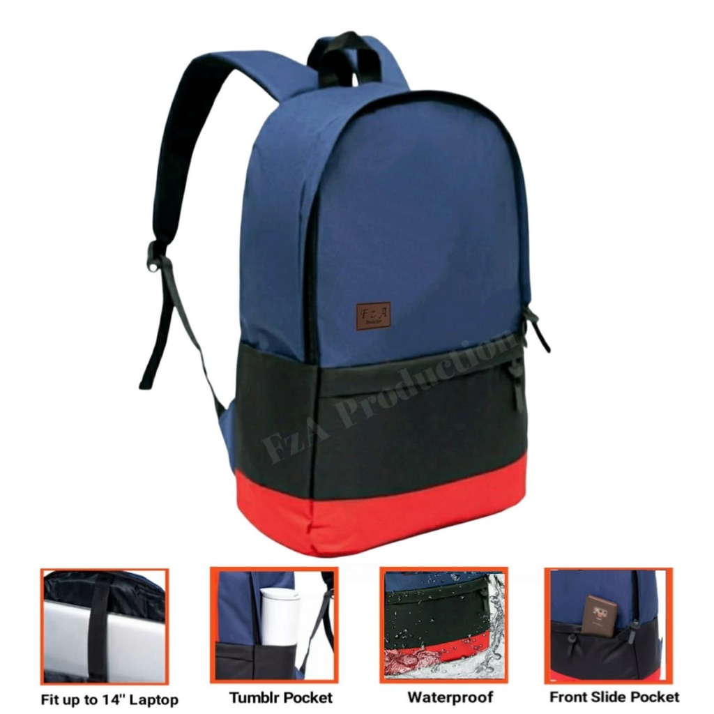 Tas Ransel Gendong Laptop Distro Sekolah Kuliah Pria Wanita Black Murah Original FzA BUY 1 GET 2