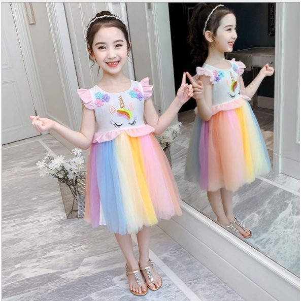 dress unicorn tutu rainbow baju anak kuda unicorn import UNICORN RAINBOW dress ulang tahun