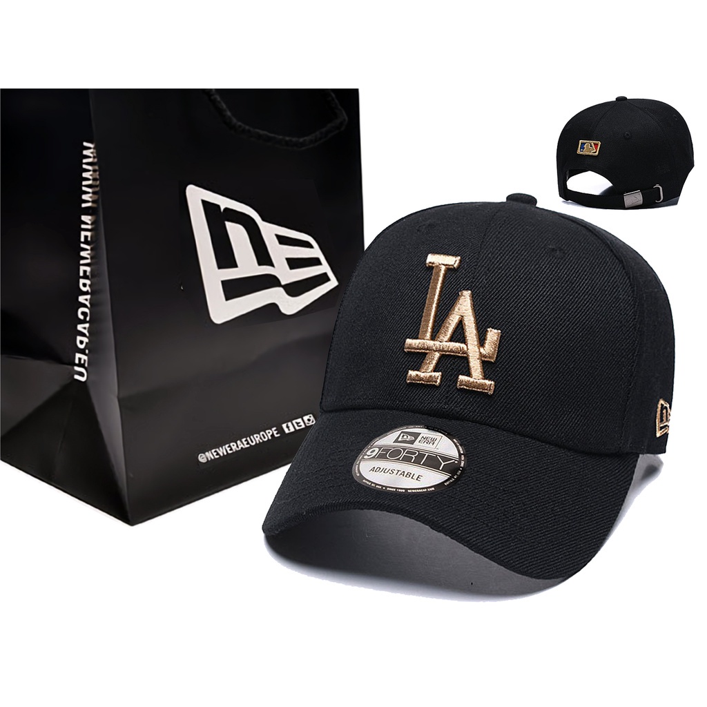 topi ny la los angeles dodgers mlb baseball import bordir hitam emas BLACK GOLD