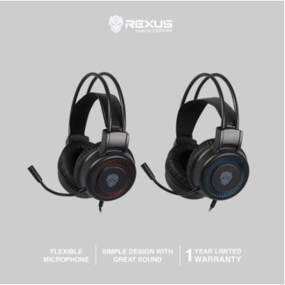 Headset gaming rexus wired aux 3.5mm stereo with mic free audio splitter for pc laptop ps phone vonix rx-f-27 f27