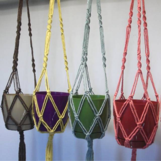 READY STOK) macrame Pot gantung/ macrame plant hanger (POT 001)