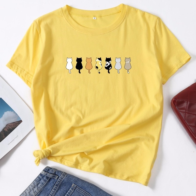 MYSTIQUE.ID-BAJU KAOS CAT FAMILY T-SHIRT LUCU DAN AESTHETIC