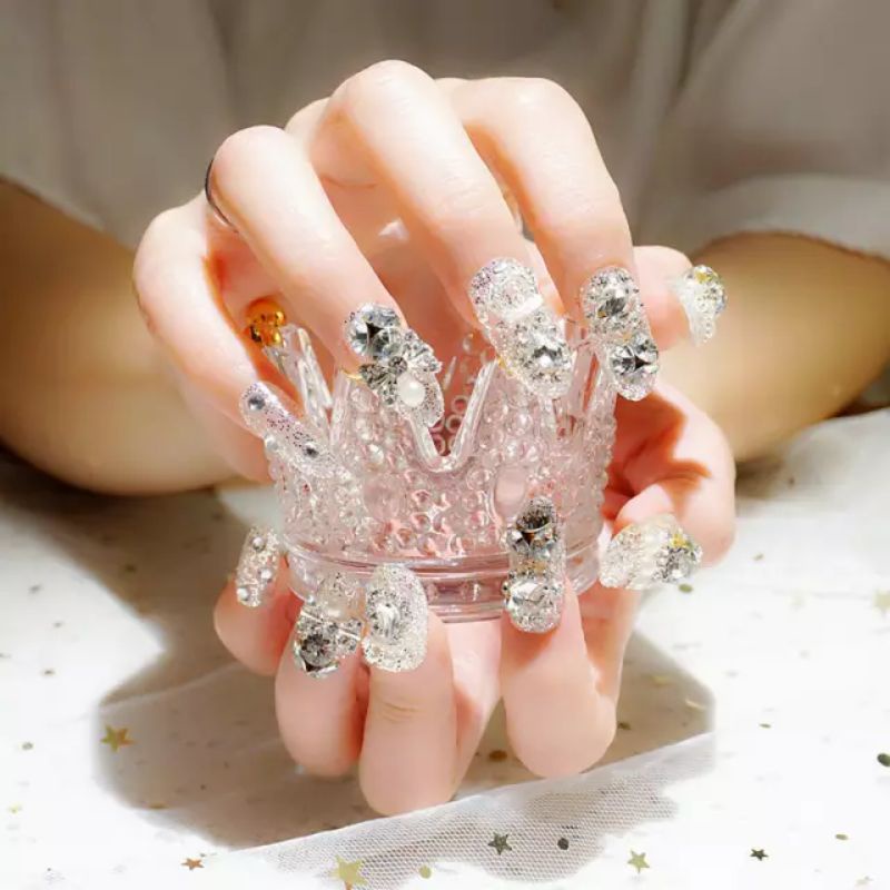 Luxury new Fake nails wedding rhinestone