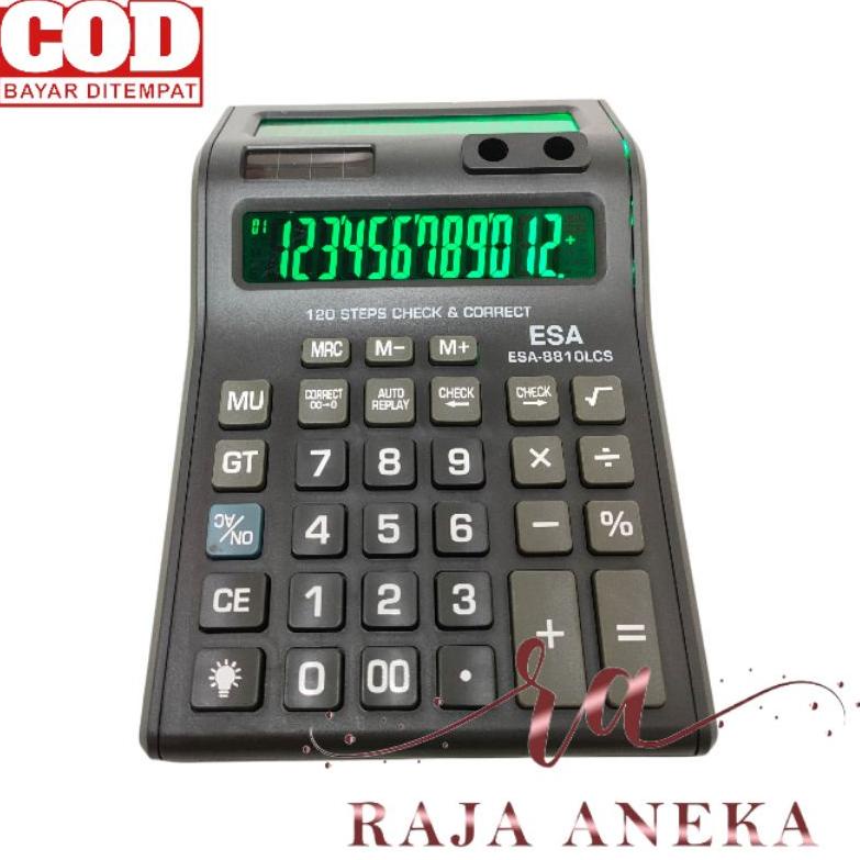 

[PRODUK PHKKC] Kalkulator Layar Lcd Led menyala Calculator Besar Esa 8810 12 digit cek ulang 2 layar bolak balik JHJ