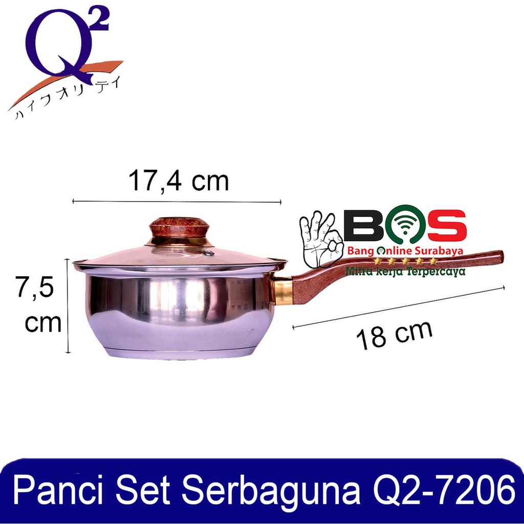 Q2 Panci Set Stainless Steel 6 PCS Set Q2-7206 Q2 7206 Q27206
