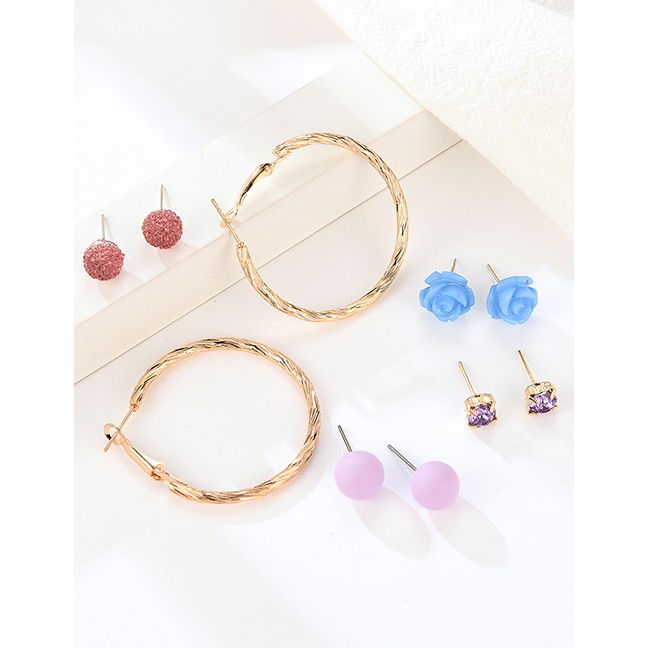 LRC Anting Tusuk Fashion Color Copper Resin Earrings 50 Pairs F83535