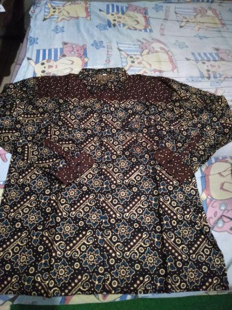 Kemeja Batik Lengan Pendek 021 Risna Batik Hrb026 Hem Batik Murah Seno Sogan Bakung Padi Manggar