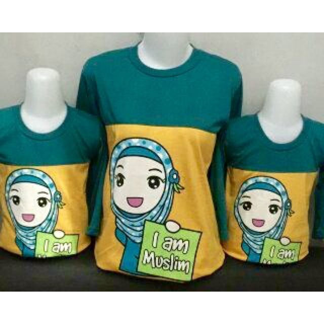 COUPLE " I am Muslim " ibu & anak kaos raglan OSKOSH 👍