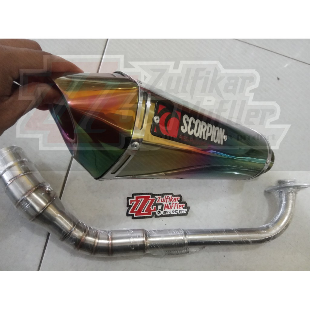 knalpot racing scorpion pelangi untuk aerox, nmax, lexi, mio,  adv, pcx, vario, beat, scoopy