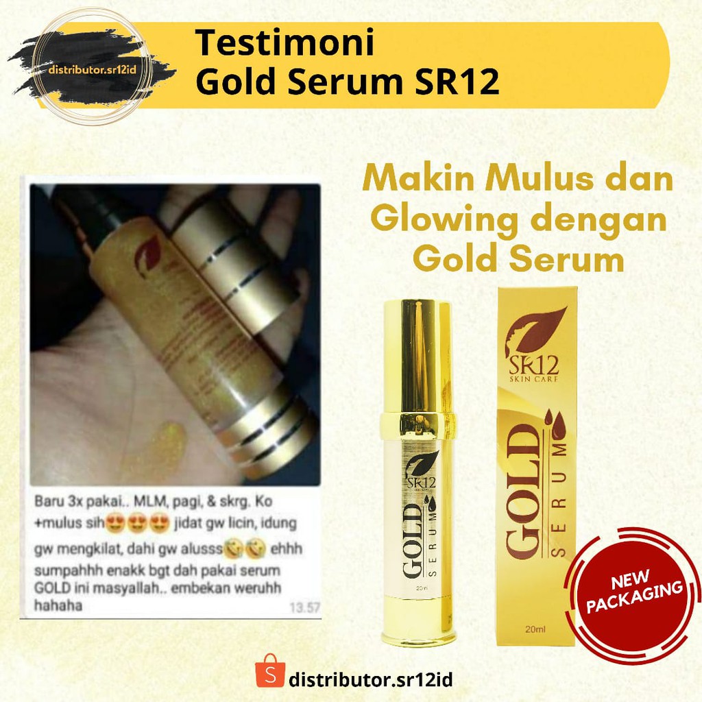 Gold Serum SR12 Serum Pencerah Wajah Antiaging Serum Glowing BPOM 20 ml