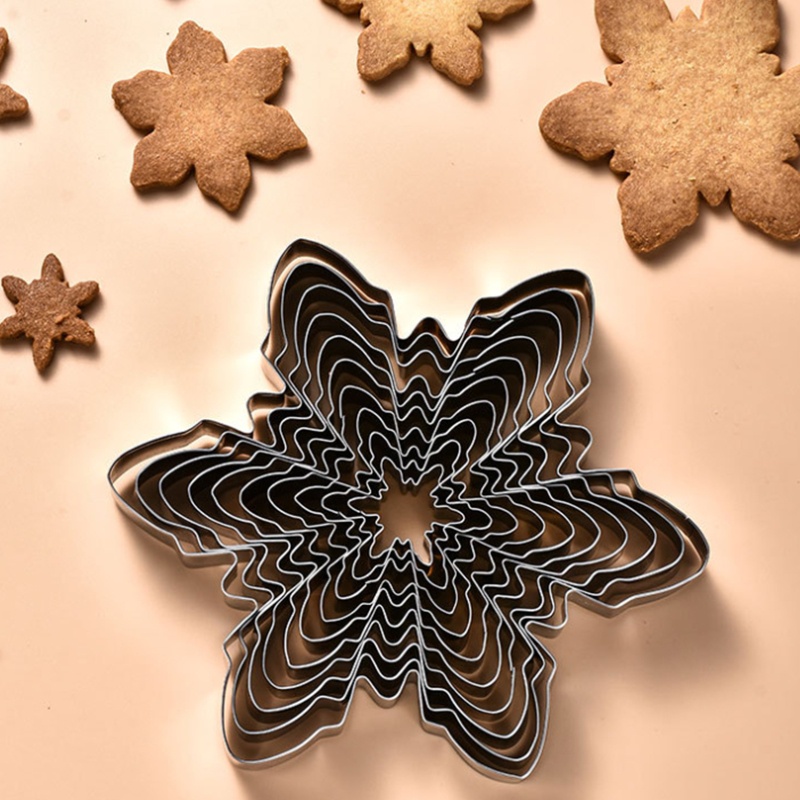 Zzz 10pcs / Set Cetakan Kue / Biskuit Bentuk Snowflake Natal Bahan Stainless Steel