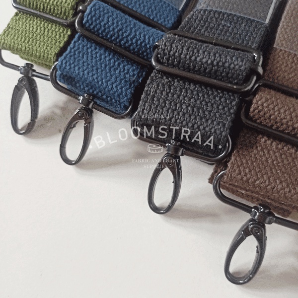 Bag Strap Cotton 38mm BLACK METAL Tali Tas Katun Straps selempang 4cm