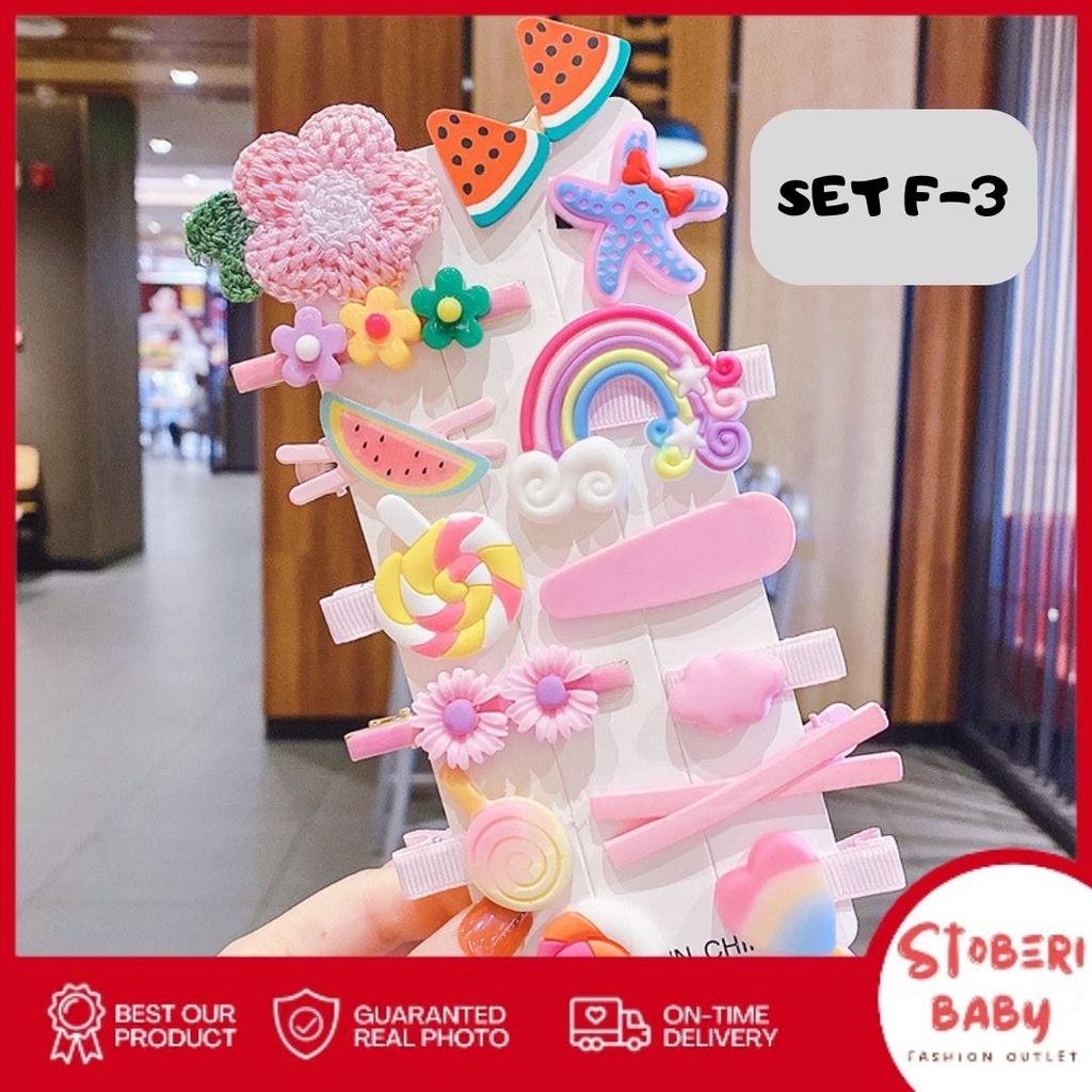 stoberi baby - JEPIT TWELVE Jepit Rambut Anak Fashion Korea Set 14 Jepit Rambut Kartun Jepit Rambut Gadis