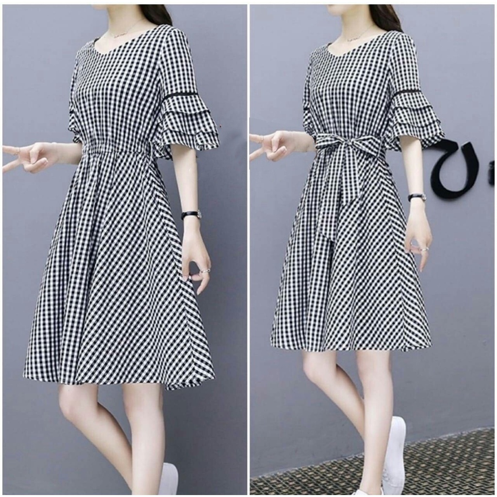 FWG - DRESS SELLA / DRESS FLOWLOVE / DRESS KOTAK / DRESS KOREA STYLE / DRESS WANITA KOREA