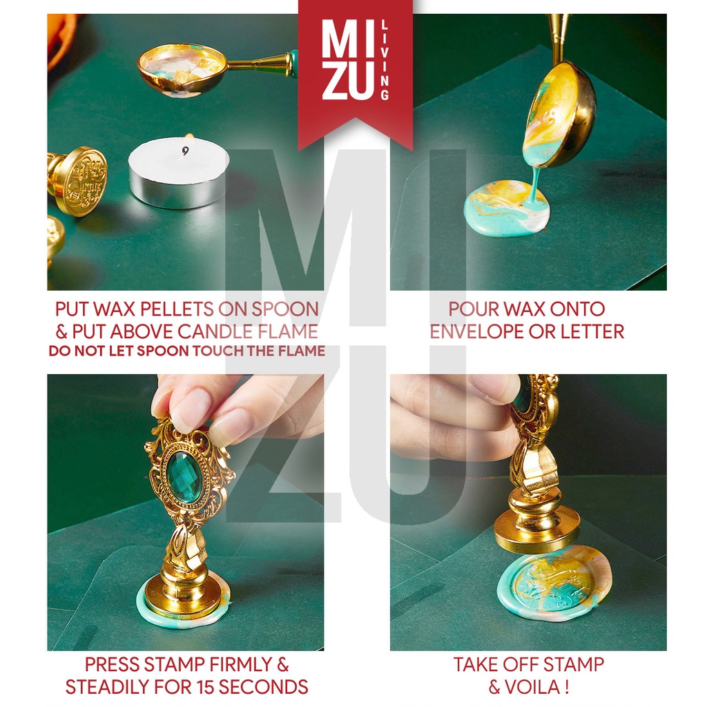 

mg MIZU SNET Letter Wax Seal Set Aesthetic raphy Companion Lilin Cap Stempel