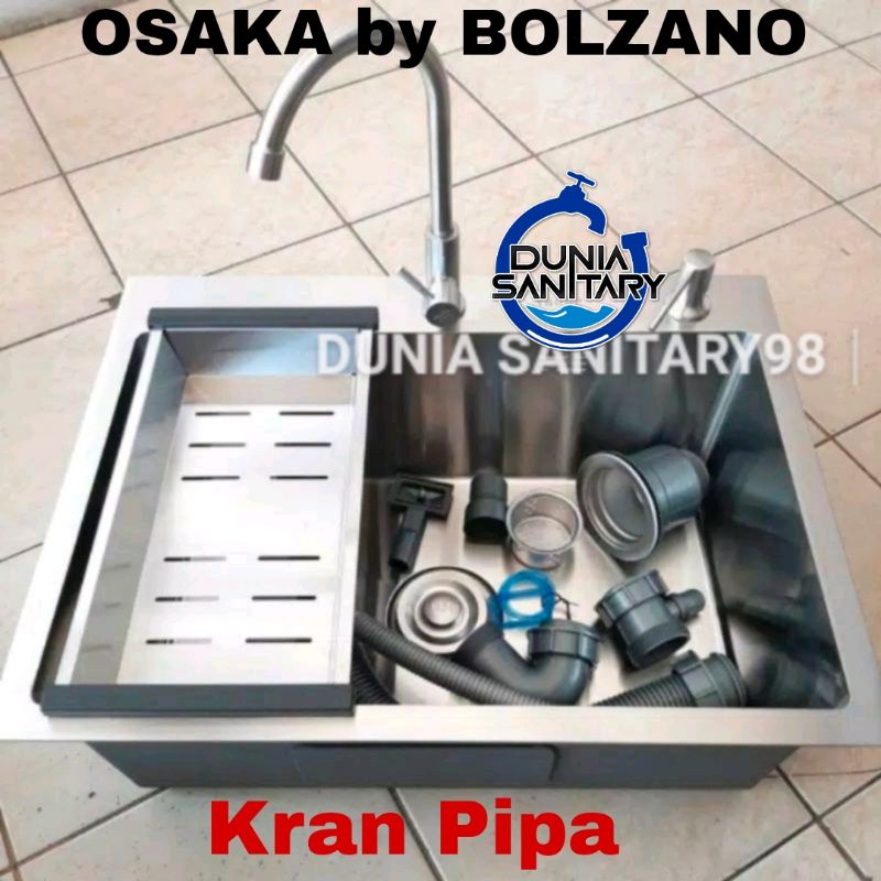 Paket Komplit Kitchen sink Singapura by BOLZANO 6045 Bak cuci piring stainless sus 304 Original