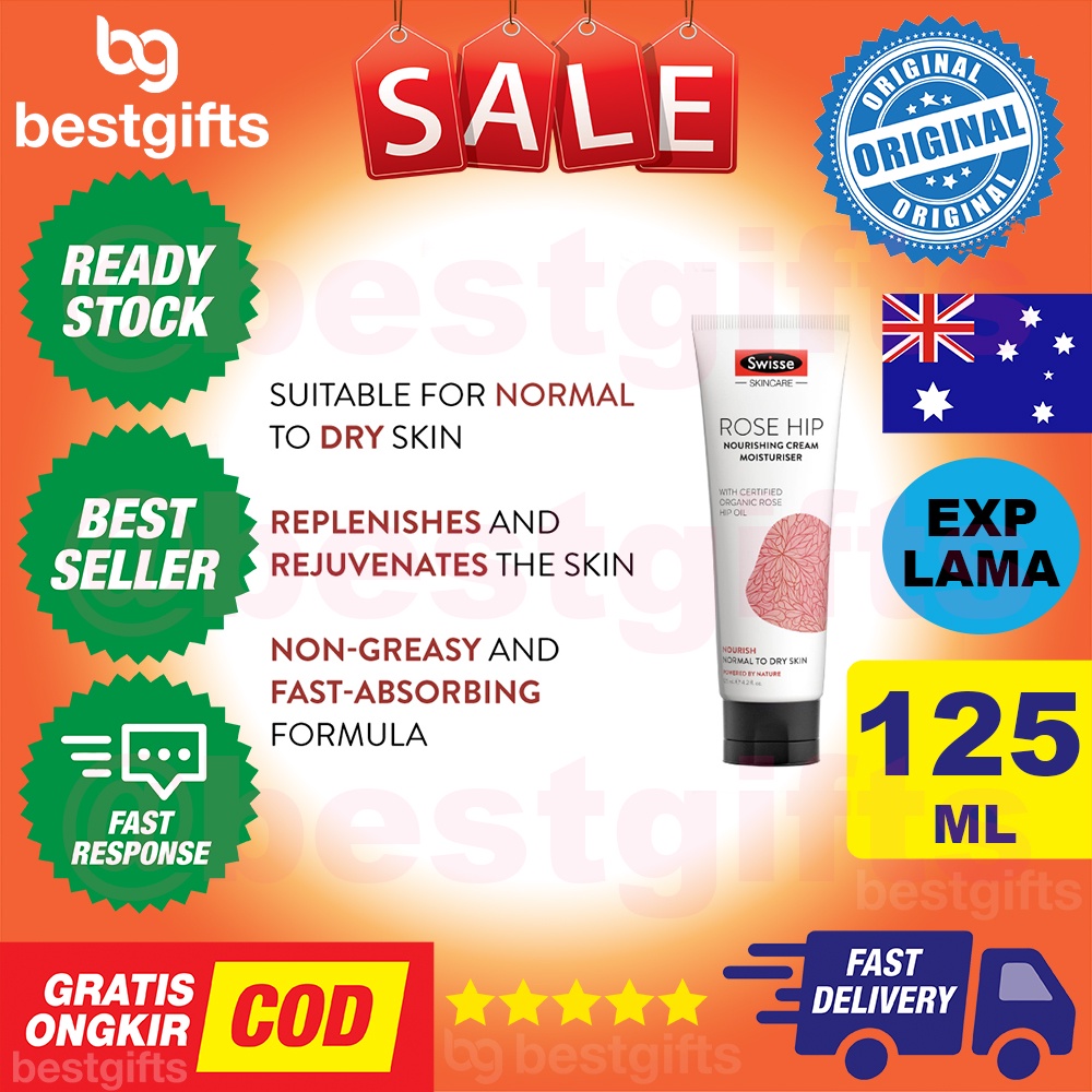 SWISSE SKINCARE ROSE HIP NOURISHING CREAM MOISTURISER PELEMBAB COCOK UNTUK KULIT WAJAH NORMAL KERING 125 ML