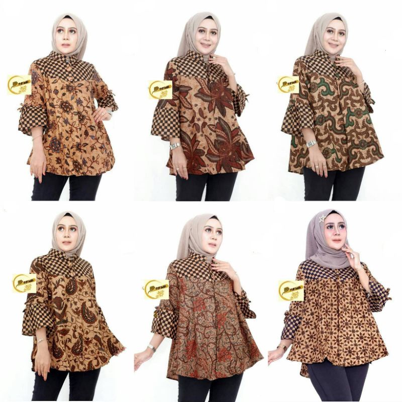 Ori Aksara Batik - Atasan Batik Kerja Wanita Kantor Kancing Depan Busui Friendly, Baju Kerja Wanita 