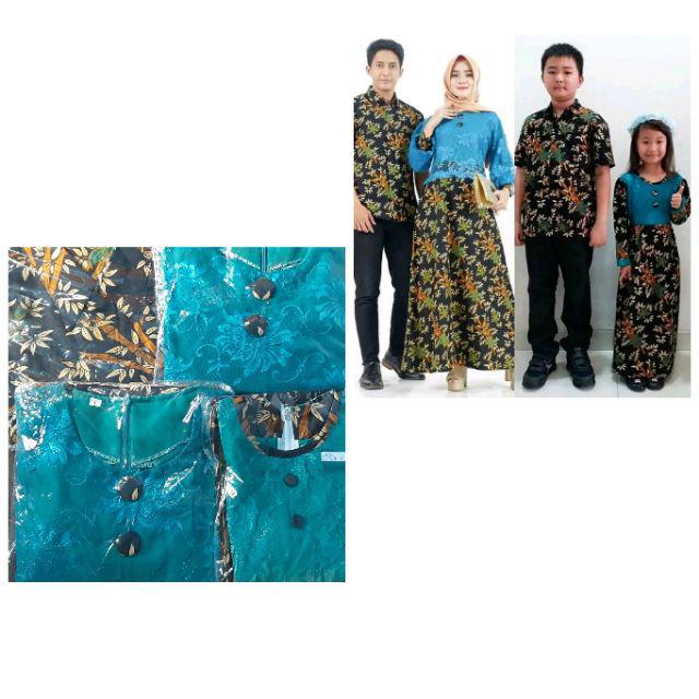 Qnunbatik Batik Family/keluarga Gamis Muslim Salma Toska