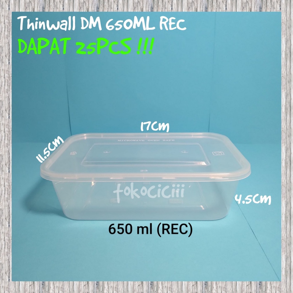 Thinwall food container 650ml / Kotak Makan Bening / Mangkok plastik / Mangkok Bening