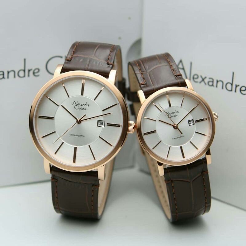 JAM TANGAN COUPLE ALEXANDRE CHRISTIE 8344 AC8344 AC 8344 KULIT ORIGINAL