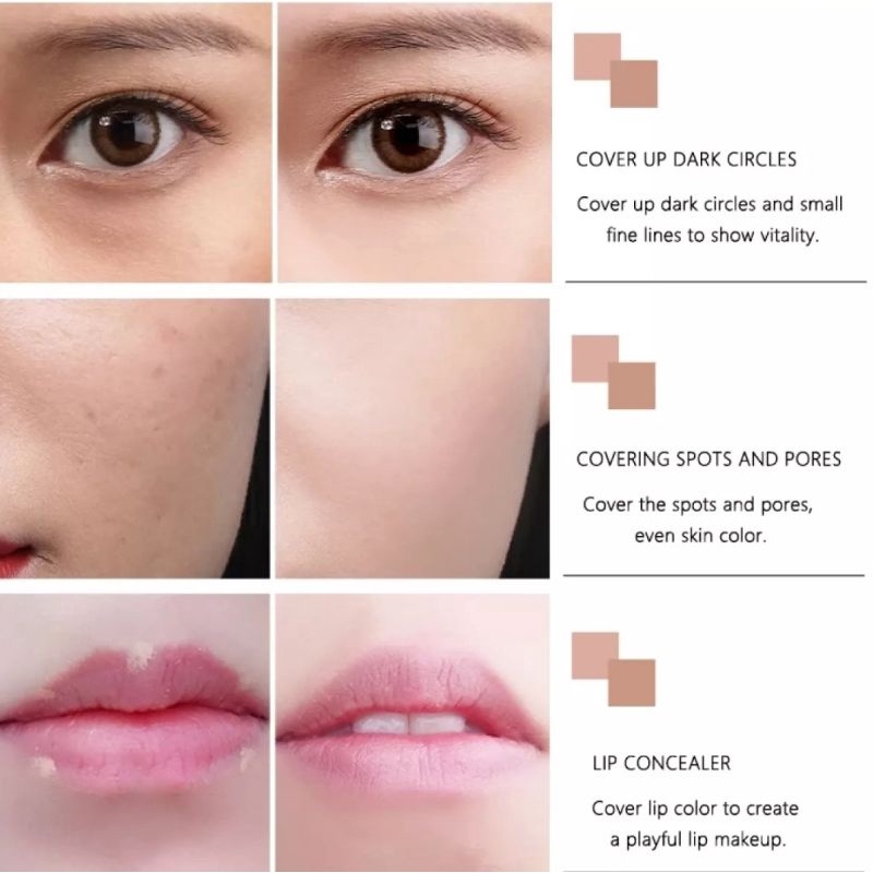 CONCEALER KRIM FOUNDATION ANTI AIR TAHAN LAMA, KRIM FOUNDATION CONCEALER TAHAN LAMA DIKULIT LINGKARAN HITAM BEKAS JERAWAT TERTUTUP