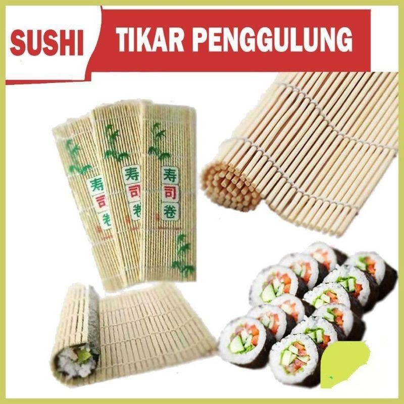 Sushi Roll Tikar Penggulung Sushi Alat Penggulung Sushi Cetakan Sushi Bento Tatakan Piring Bambu