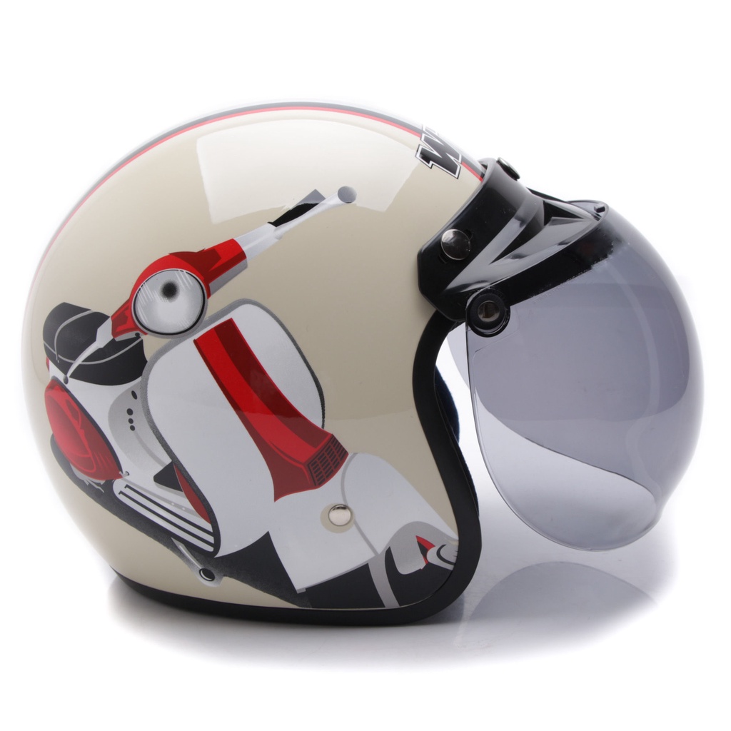 [Helm Dewasa] WTO Helm Retro - Vespa - Cream