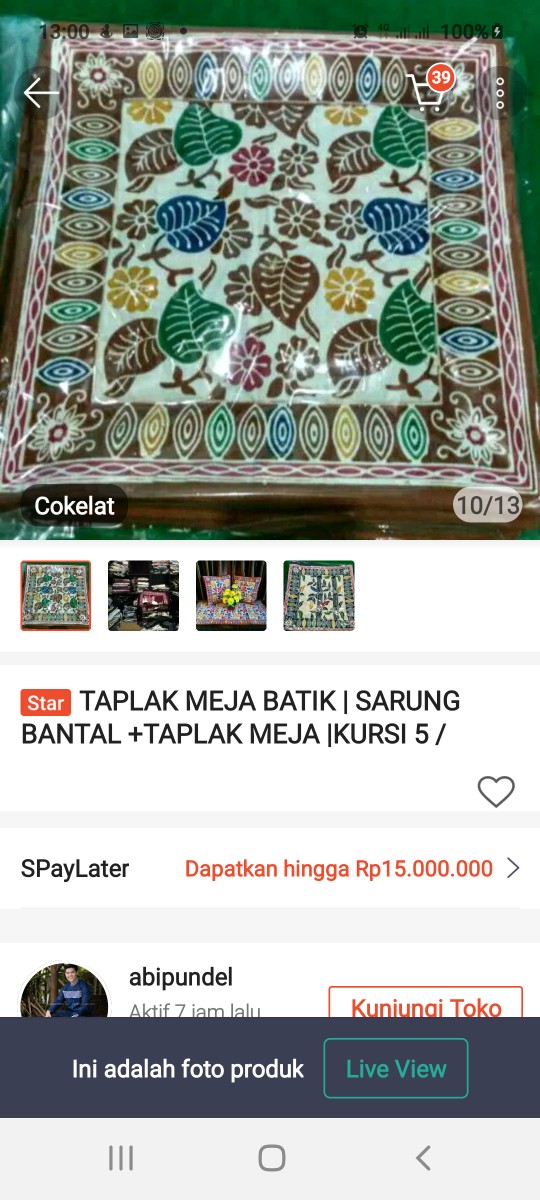 Taplak Meja Batik | Sarung Bantal +taplak Meja |kursi 5 /  Batik Cap & Canting Colet