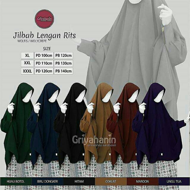 JILBAB LENGAN RITZ +cadar tali (QINANA)