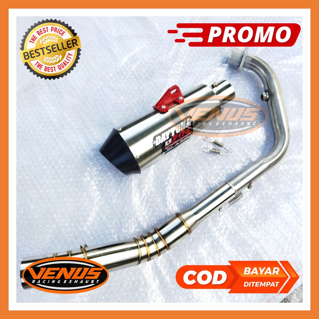 Knalpot Racing Daytona Slash Full System Vixion, CBR150R, Sonic 150R, Satria Fu, MX King, MX135, R15
