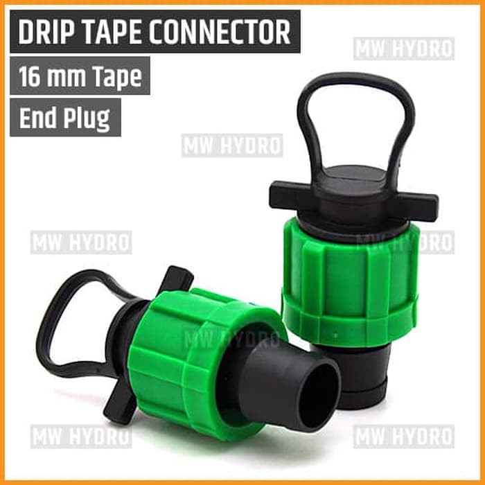 Drip Tape Connector, End Line Plug, 16mm (Lock Nut Fitting)