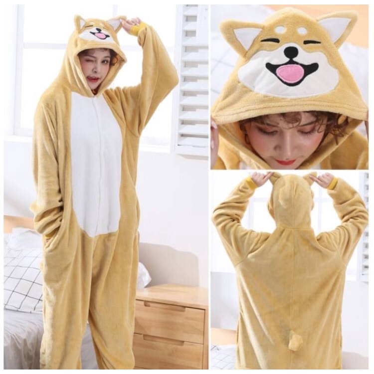 BAJU ONESIE ANJING SHIBA INU PIYAMA TIDUR KOSTUM